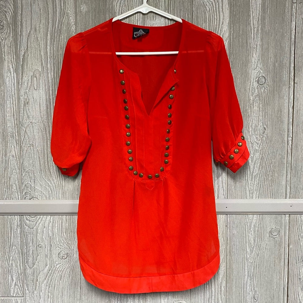 Red Studded Angie Blouse Size Small EUC